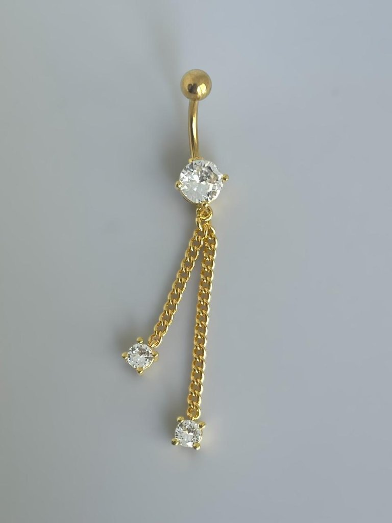 Gold Dangle Chain Belly Button Ring